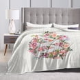 thumbnail image 4 of Wijzvio Letter W Flower Graphic Throw Blanket Soft Fuzzy Fleece Blanket For Couch Bed Living Room Decoration 80"X60", 4 of 9