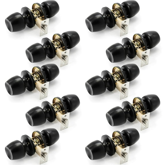Versa Door Knob Black Passage Door Handle 10 Pack by Villar Home Designs