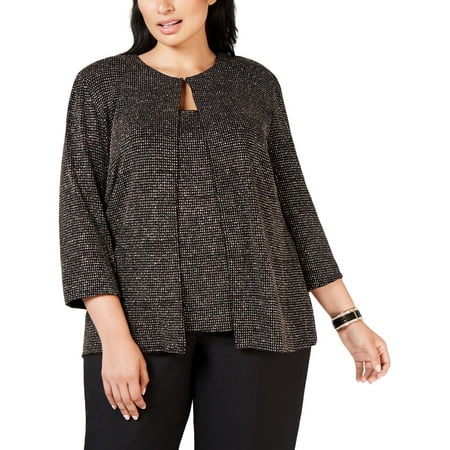 Alex Evenings Womens Plus Metallic Shine Jacket
