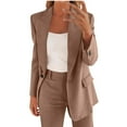 thumbnail image 5 of BRGZLK Womens Oversize Open Front Blazer Jacket Fashion Solid Color Long Sleeve Lapel Lightweight Casual Suit Jacket with Pockets Brown XXXXL, 5 of 8