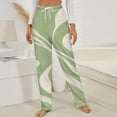 thumbnail image 3 of Abstract Green Cream Swirl Pattern Winter Female Pants Flannel High Waist Women Pants Lady Warm Straight Leg Plush Trousers, 3 of 7