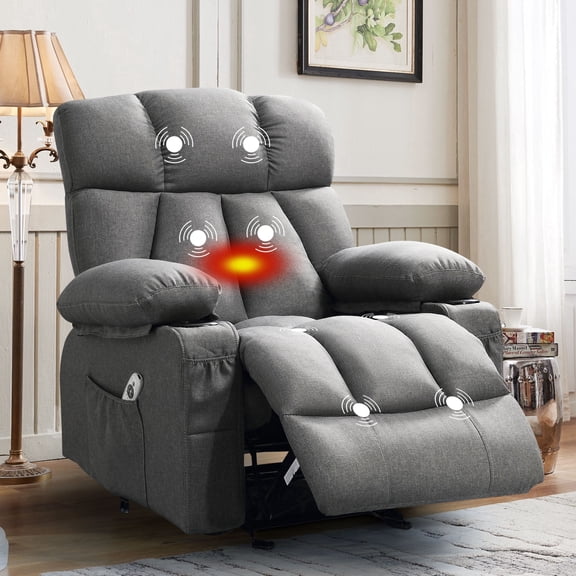 HYSpacerX Manual Recliner Chair with Breathable Fabric,Home Recliner Chairs with Massage Function for Livingroom,Grey