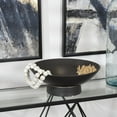 thumbnail image 2 of DecMode 16" Round Wide Black Ceramic Decorative Bowl with Elevated Base, 2 of 13