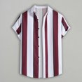 thumbnail image 2 of Camisas Para Hombre Manga Corta Camisas a rayas para hombre Camisas informales de manga corta con botones (Red, XL), 2 of 3