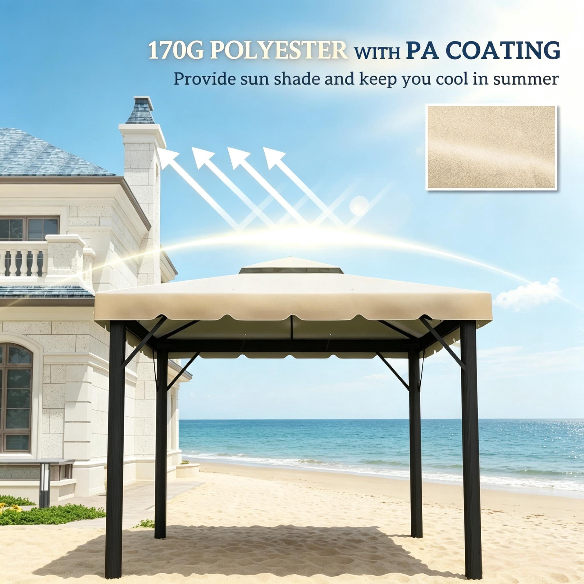 Outdoor Shelter Cover, Replacement Gazebo Top Cover with Double-Tier Ventilation Design, Garden Replacement Canopy Cover (Only Including Replacement Gazebo Top Cover)