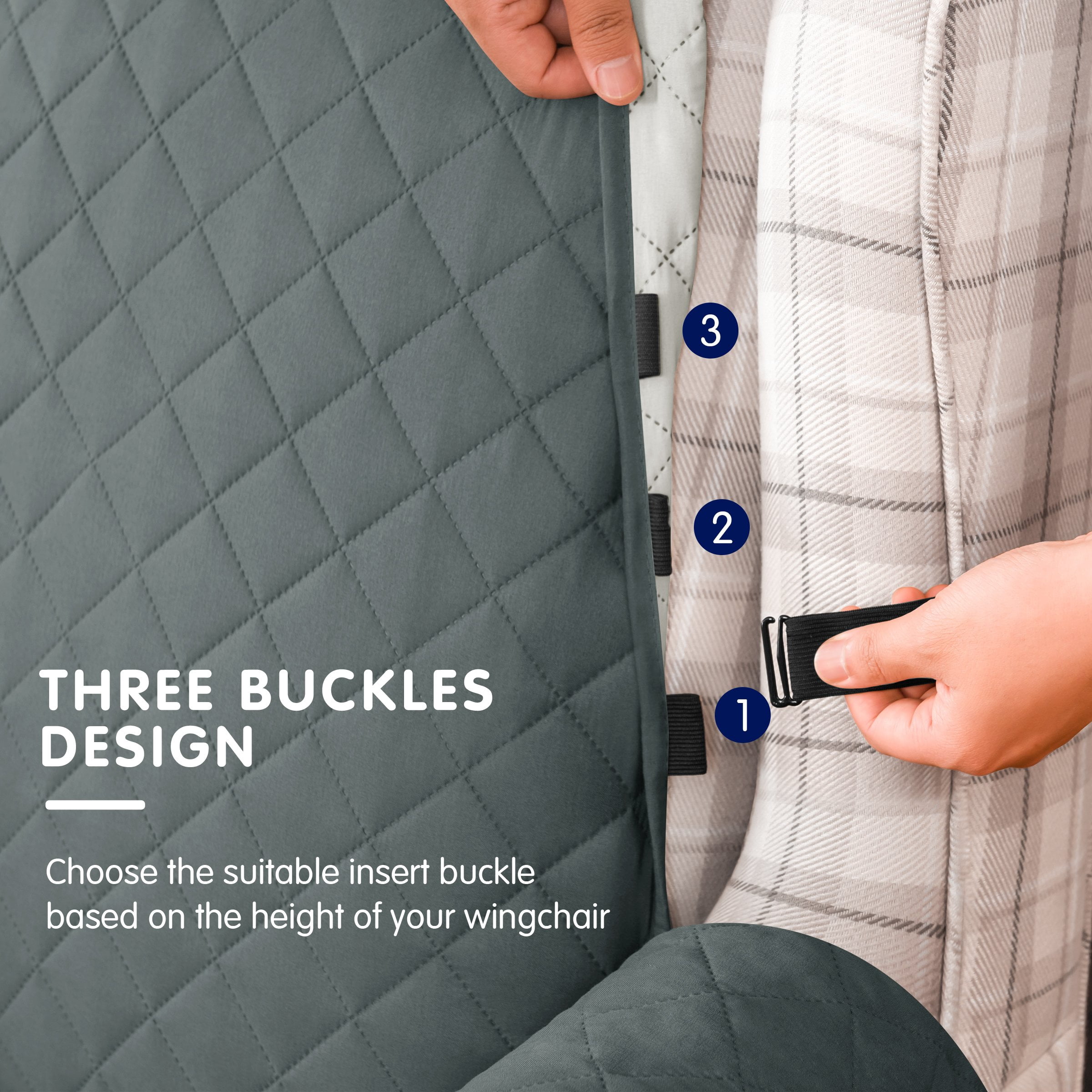 Subrtex Reversible Wing Chair Cover Wingback Armchair Slipcovers,Gray