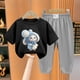 thumbnail image 2 of Odeerbi 2-12 Años Niño Niña Conjunto de Verano Camiseta de Manga Corta de Algodón Ice Silk Pantalón de Chándal Conjunto de Dos Piezas de Ropa Interior Estampada, 2 of 4