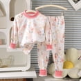 thumbnail image 2 of Hrsba Girls Matching Outfit set,Kids Girls Print Long Sleeve Crew Neck Top and Long Pants Loungewear Set Home Clothes, 2 of 5