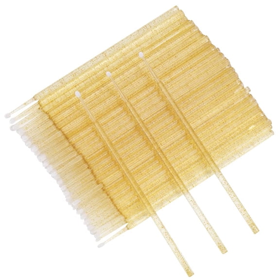 400 Pcs Glitter Crystal Micro Applicator Brushes Disposable Eyelash Extension Microswab Mascara Wands Brush For Lash Remover Brush Tools (Gold)