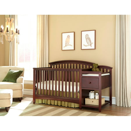 Imagio Baby Montville 4-in-1 Fixed-Side Crib and Changing Table Combo with Pad