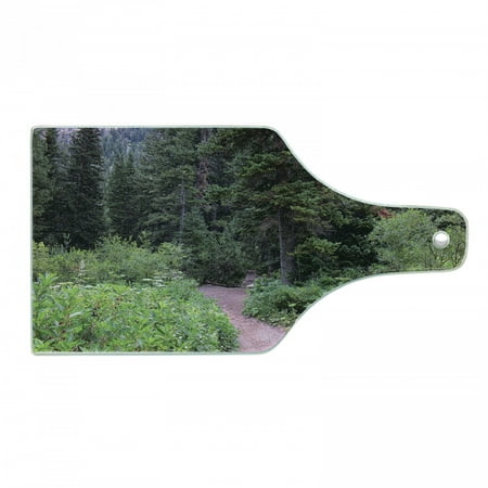 

Landscape Cutting Board Wild Trees Landscape Photography Walkway to Forest Calm Weekend Getaways Scenery Decorative Tempered Glass Cutting and Serving Board in 3 Sizes by Ambesonne