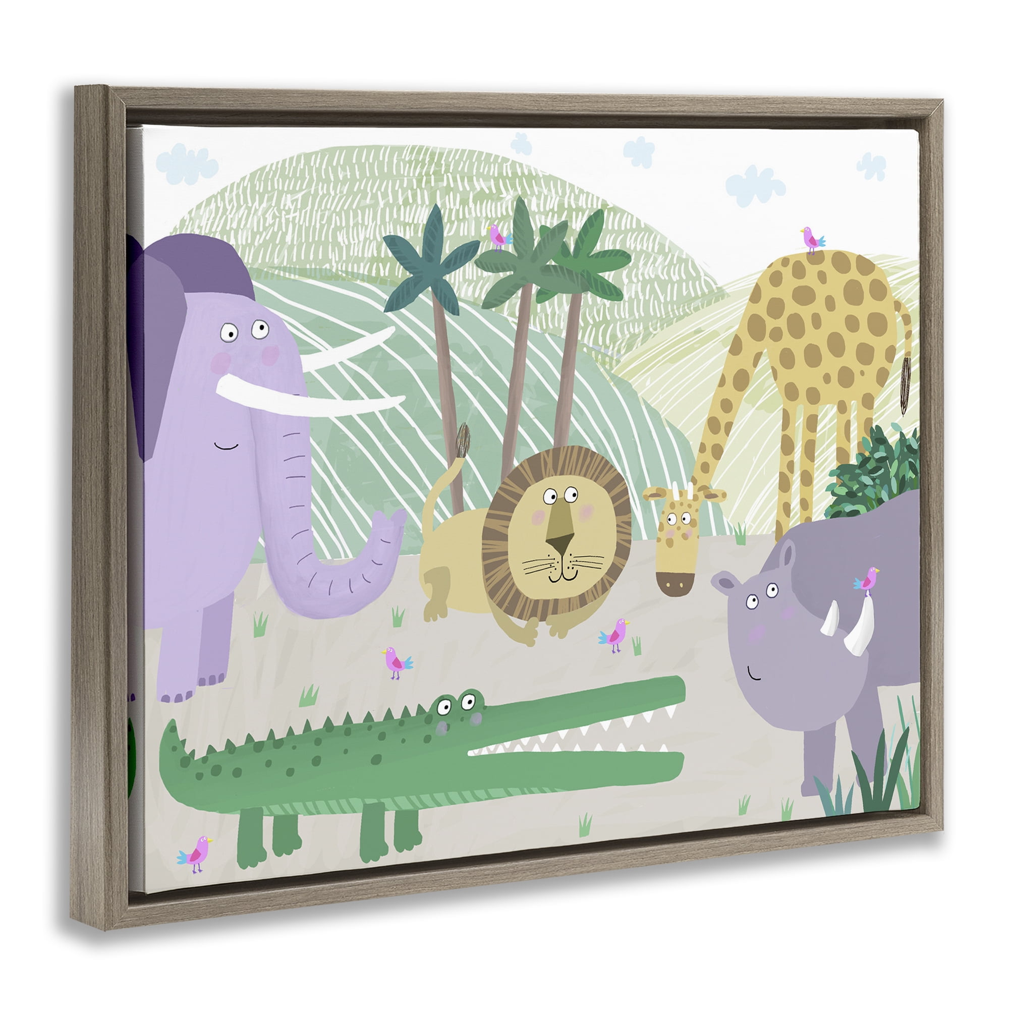 Stupell Industries Jungle Savannah Animals Brown Framed Floater Canvas Wall Art, design by Carla Daly