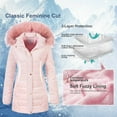 thumbnail image 4 of Chrisuno Women's 3/4 Length Winter Coat Parka Military Style Fleece Jacket Hood M Pink, 4 of 5