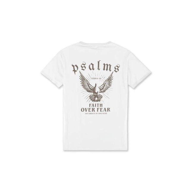 (180 Pure Cotton T-Shirt) Men's Summer Round Neck Short Sleeved Casual Pure Cotton Print PSaLMS FaiTH oVeR FeaR