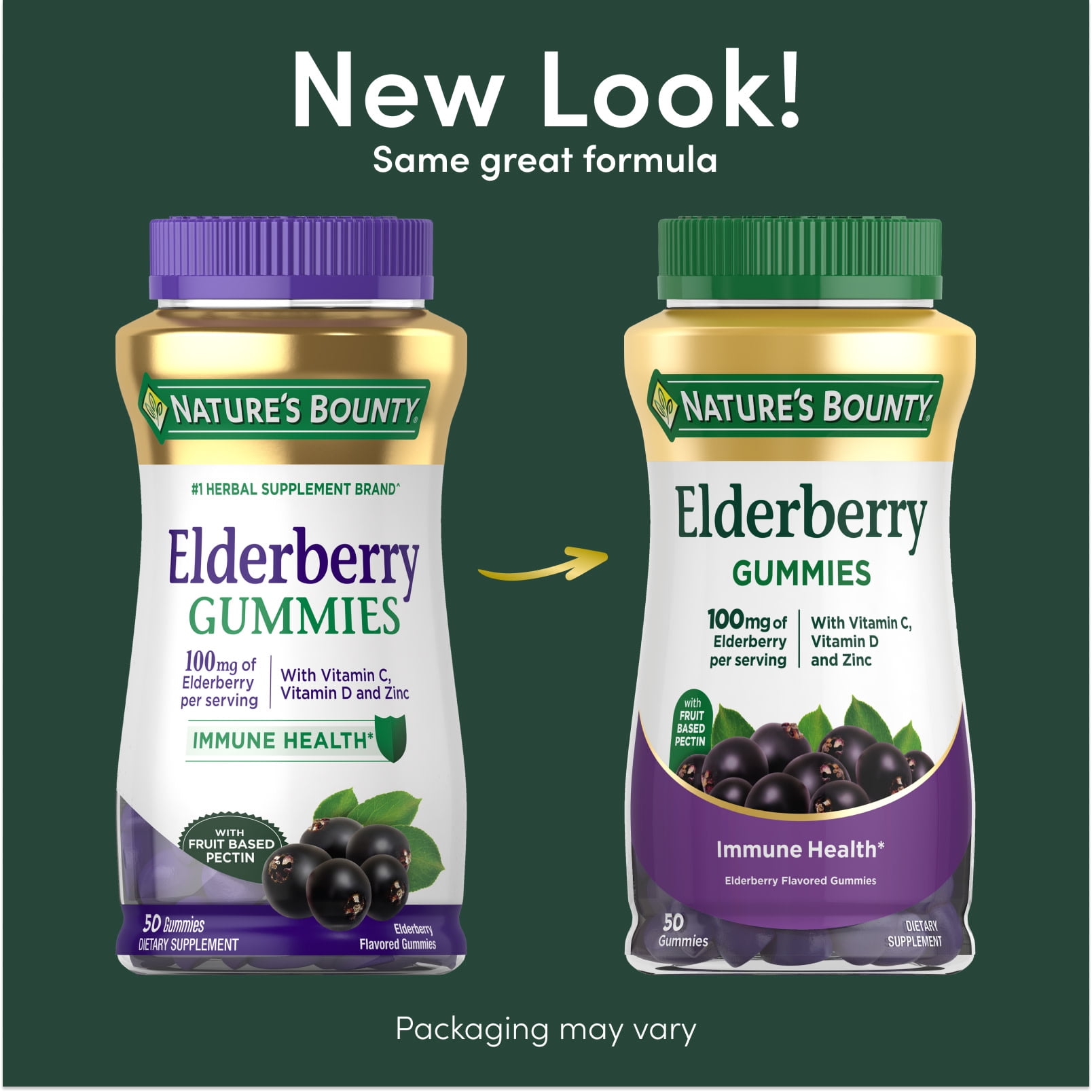 (3 pack) Nature's Bounty Elderberry with Vitamin A, C, D3, E and Zinc, Immune Support Gummies, 50 Count