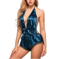 thumbnail image 4 of BKQCNKM Christmas Onesies Adult Black Long Sleeve Bodysuit Women Bodysuit underwear Jumpsuit Satin Silk Teddy Sleepwear Pajamas Underwear Bodysuits For Women, 4 of 5