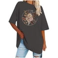 thumbnail image 2 of WREESH Women's Oversized Round-Neck T-Shirts Casual Printed Loose Short Sleeve Blouses Gray, 2 of 5
