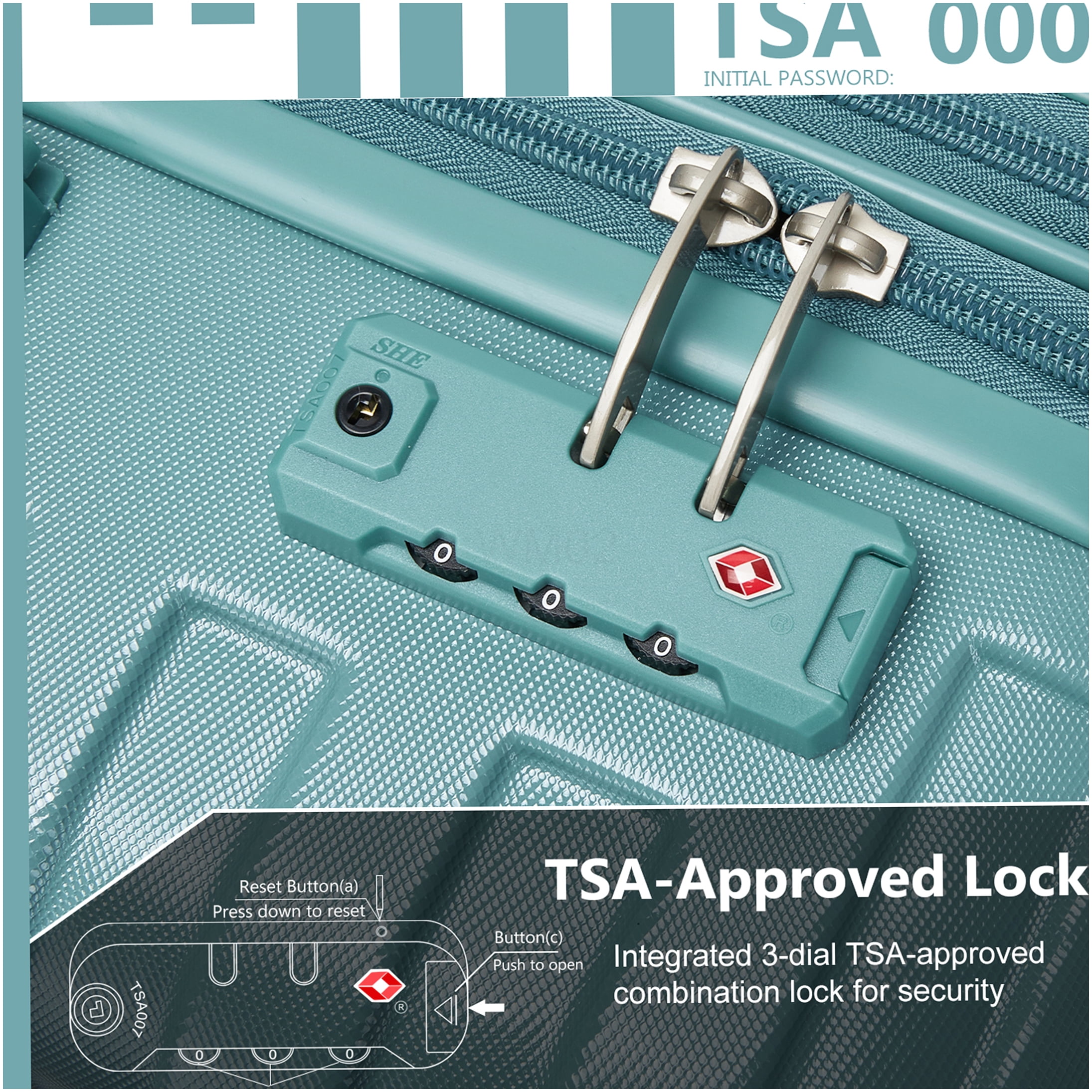 COSMOS 6-Piece Expandable Hardshell Luggage Set in Aqua Blue, ABS Carry On &; Checked Suitcases with Spinner Wheels and Duffel