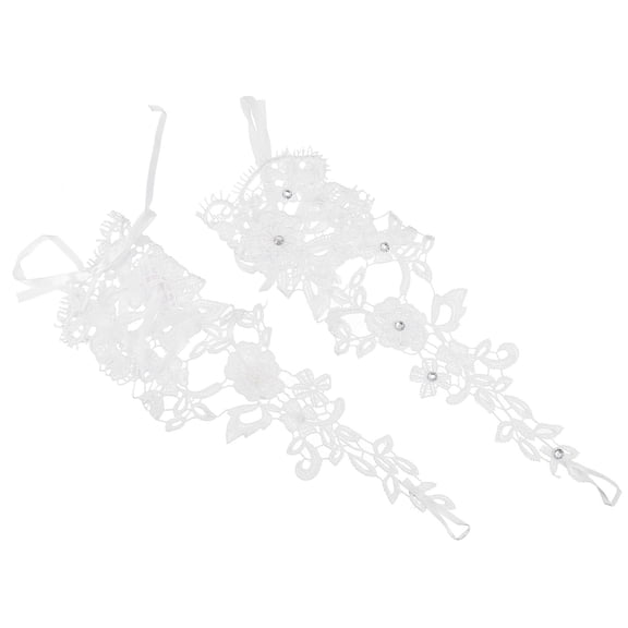 LOLIPPYY 1Pair Elegant White Lace Lolita Gloves Flexible Bridal Wrist Accessories for Adornment