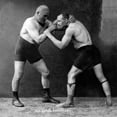 thumbnail image 2 of Vintage Wrestler 26x26 White Modern Wood Framed Museum Art Print Titled - Russian Wrestlers, 2 of 4
