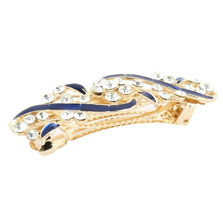 Leaf Shaped Rhinestone - Hairstyle Metal Rhinestone Decor Leaf Shaped Flickering Wear French Hair Clip