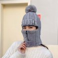 thumbnail image 6 of Bibifish Womens Cable Knit Balaclava Hat With Zipper & Pom Pom Soft Warm Windproof Hat Winter Outdoor Activities Practical Cozy Hats, 6 of 6