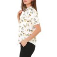 thumbnail image 4 of INSPIRE CHIC Women's Short Sleeve Ruffle Trim Neck Floral Print Blouses, 4 of 6
