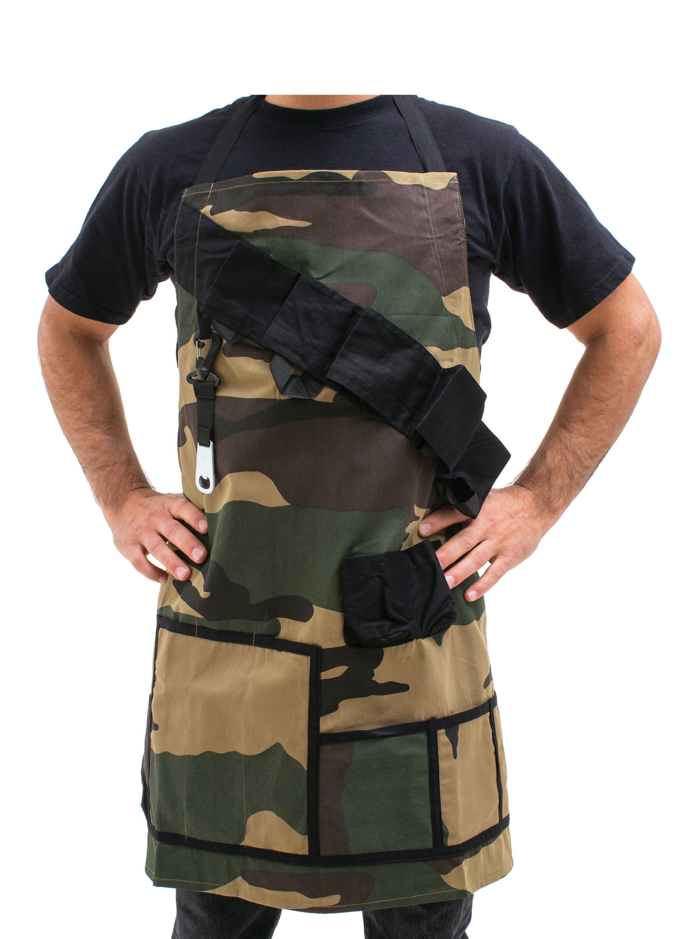 BigMouth Inc. The Grill Sergeant BBQ Apron, Camouflage Gag Gift for Cookouts, Adjustable Strap, Pockets and Bottle Opener Included