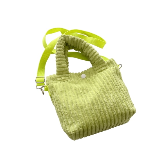Women's Corduroy Crossbody Bag, Vintage Lime Green Shoulder Purse with Adjustable Strap, Soft Ribbed Tote for Daily Commute Shopping Travel, Large Capacity Polyester Handbag