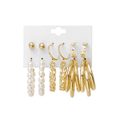 thumbnail image 1 of Aretes Set Arracadas Broquel Perla Para Mujer 12 pzs, Dorado, 1 of 3