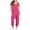 Hot Pink, variant on aidice Summer Romper for Women Casual V Neck Short Sleeve Cropped Keyhole Homewear Capri Pants Jumpsuits