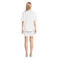 thumbnail image 3 of Lissome Women's Oversize Hacci Ribbed Tee and Bike Shorts Lounge Set, 2-Piece, Sizes S-4X, 3 of 5