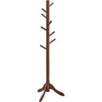 Solid Wood Coat Rack, Free Standing Tree-Shaped Coat Rack with 8 Hooks, 3 Height Options, for Clothes, Hats, Bags, Living Room, Bedroom, Home Office, Dark Walnut URCR01WN