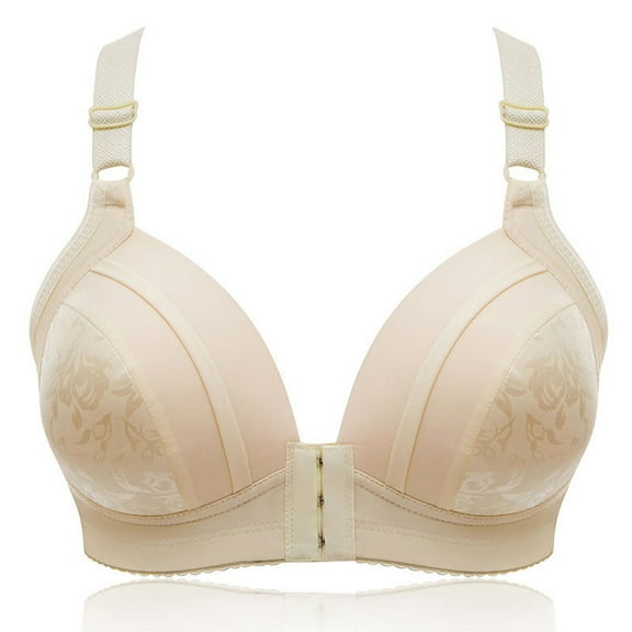jsaierl Bras for Women Wirefree Lift T-shirt Bras Seamless Padded Bralettes Flexed Fit Everyday Full Figure Bras Front Closure