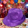 thumbnail image 2 of Oiyii Toddler Boys Sequin Fedoras Sparkle Stage Per formance Party Fedora Hats, Dark Purple, 2 of 4