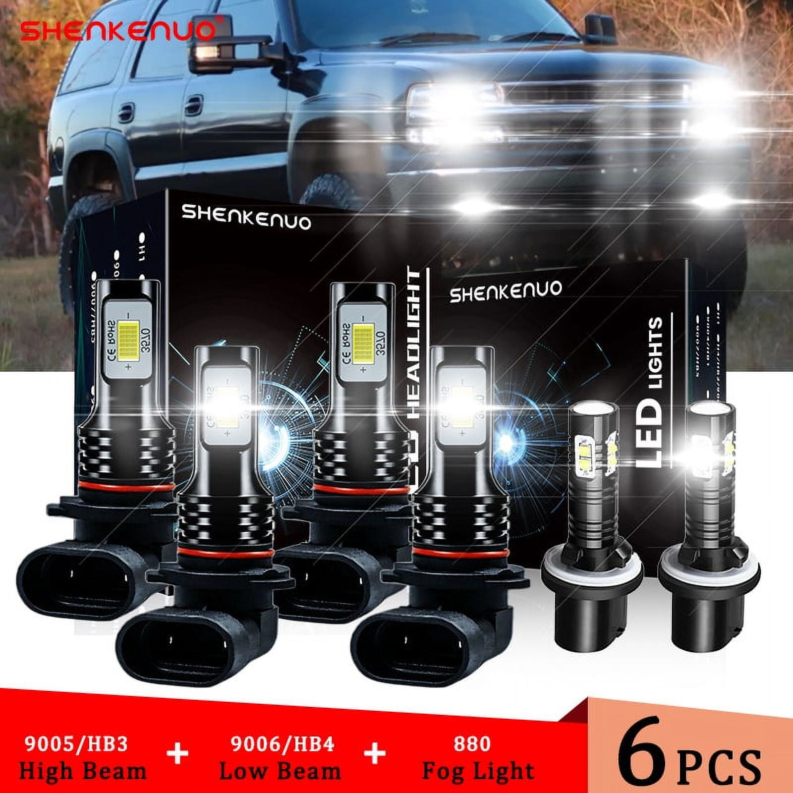 Walmart 9006 LED Headlight Bulb for Chevrolet Tahoe 2001-2006, Low Beam  Plug Play, Bright White 6000K, 2pcs - Walmart.com, image size:1600x1600