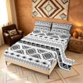 thumbnail image 2 of Manfei Boho Aztec Queen Sheets, Tribal Geometric Queen Sheet Sets, Black White, Black Reversible 4 Pieces1 Flat Sheet + 1 Fitted Sheet + 2 Pillowcases, 2 of 6