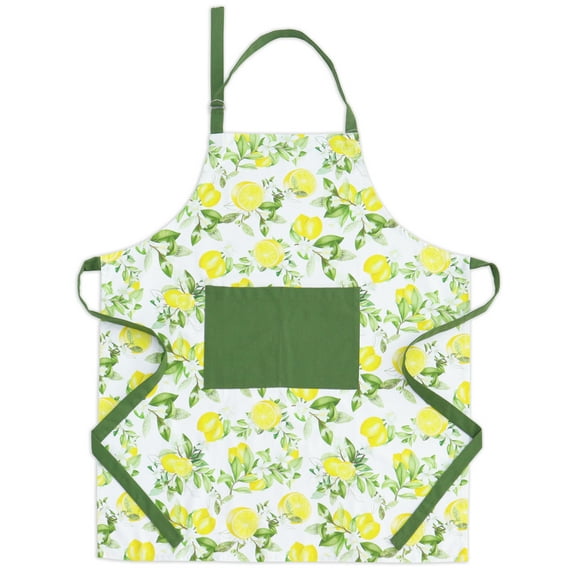PurpleEssences 1 Pc Apron, Lemon Summer Print, 28 x 32 Inch, For Cooking and Seasonal Spring Yellow Kitchen Decor