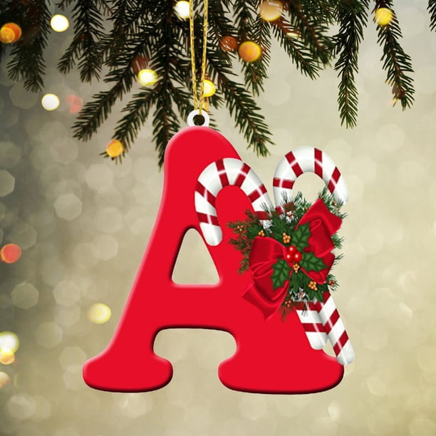 Decoraciones Del Árbol de Navidad 26 Alfabeto Decoraciones Del Árbol de Navidad Colgantes Ornamentos Del Árbol de Navidad Ornamentos de Navidad Personalizados Decoraciones Colgantes Del Árbol de Navid