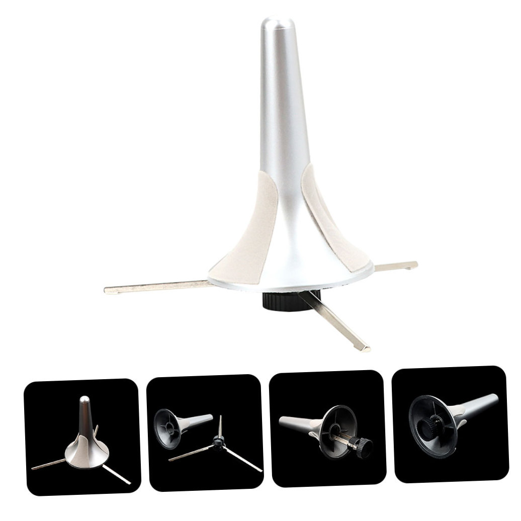 ELAYARD Foldable Plated Silver Metal Trumpet Stand Holder Lightweight and Stable for Easy Instrument Use