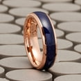 thumbnail image 5 of Metal Masters Mens Blue Lapis Lazuli Tungsten Carbide Ring Rose Goldtone Wedding Band Black 6mm, 5 of 7