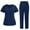 Navy, variant on Pitauce Scrubs for Women Set V-Neck Scrubs Top Scrub Pants Medical Nursing Uniforms Solid Stretch Workwear with Pocket