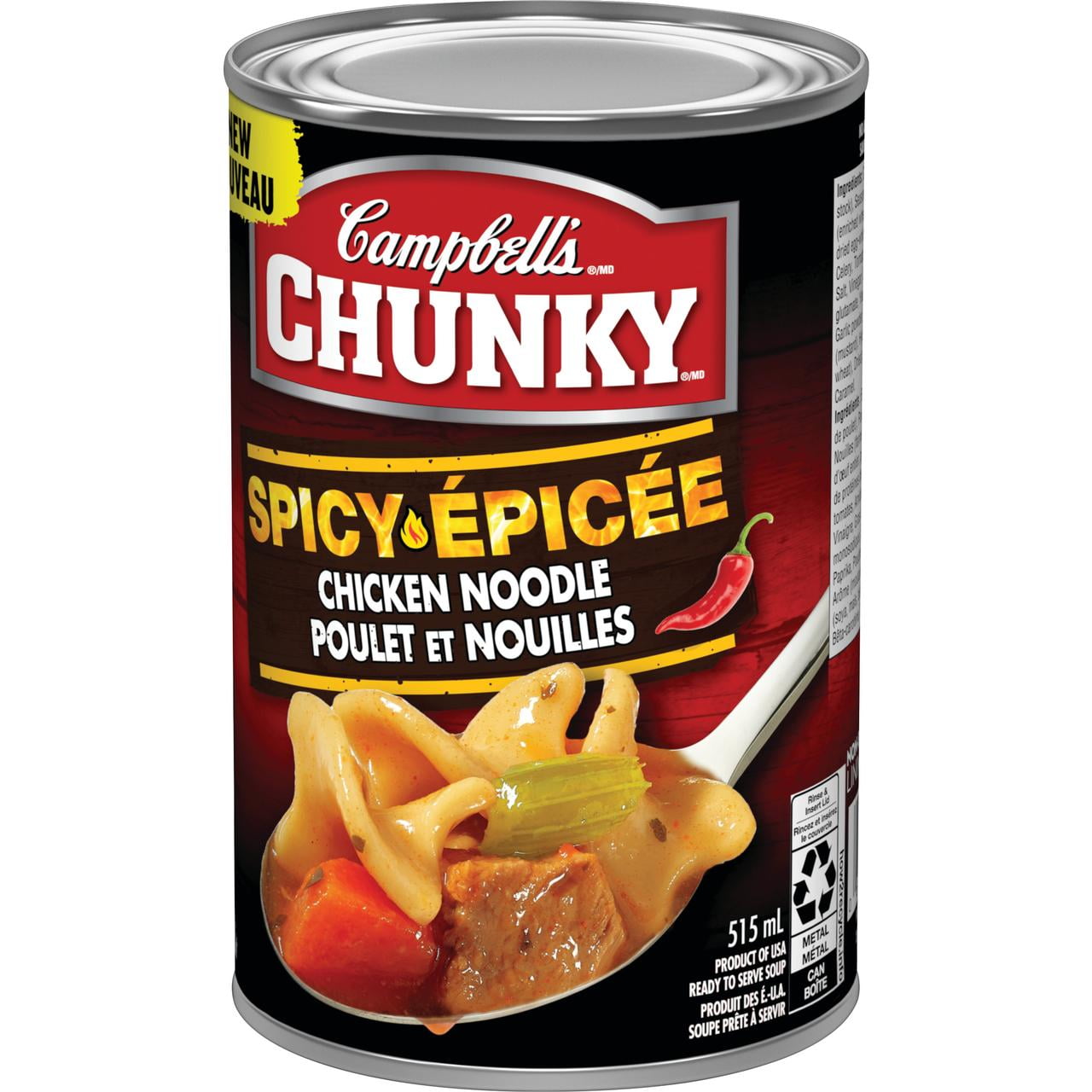 Soupe au poulet et aux nouilles épicé Campbell'sMD ChunkyMD, longue conservation Soupe au poulet et aux nouilles épicé Campbell'sMD ChunkyMD, 515 ml