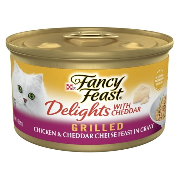 Purina Fancy Feast Grilled Delights with Cheddar Wet Cat Food Chicken & Cheddar 3 oz Can (Pack of 9)