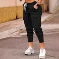thumbnail image 7 of Lenpel Cargo Pants for Women Elastic High Waisted Drawstring Tapered Travel Hiking Pants Casual Athletic Joggers with Pockets, 7 of 7