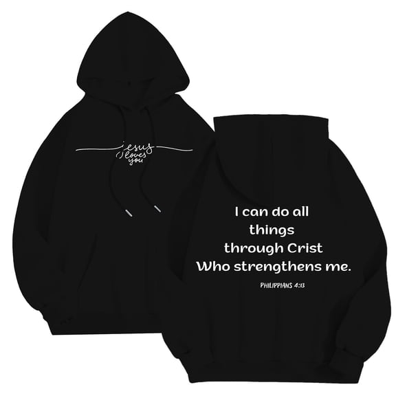 Jesus Hoodie Mens Letter Print Soft Hooded Sweatshirt Long Sleeve Relaxed Fit Casual Streetwear Graphic Hoodies