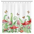 thumbnail image 3 of Red Mushroom Shower Curtain for Bathroom,Green Leaf Botanical with Colorful Butterfly on White Background Fabric Shower Curtain with Hooks,Farmhouse Vintage Bathroom Curtains Shower Set,72x78 inches, 3 of 6