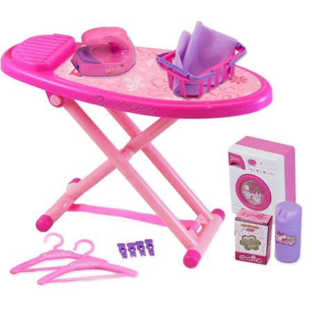 Matashi Mini Washing and Ironing Set with Toy Washing Machine, Iron, Ironing Board and Accessories by Dimple