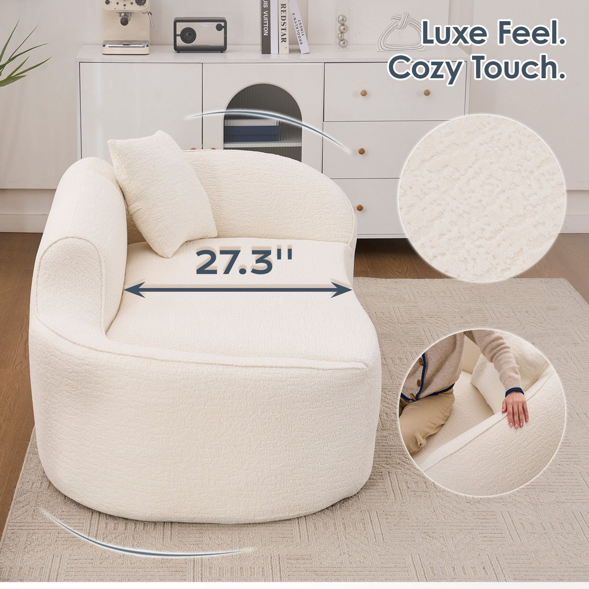 Sailvan Compression Curved Chaise Longue Loveseat Sofa Bed with 1 Pillow