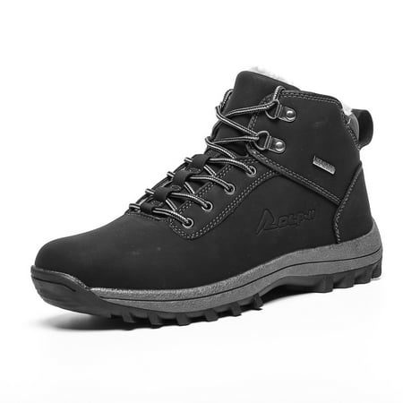 

Men‘s Wear-resistant Waterproof Warm Fleece Shoes Comfortable Insulated Non-slip Snow Boots For Trekking Hiking Black Winter